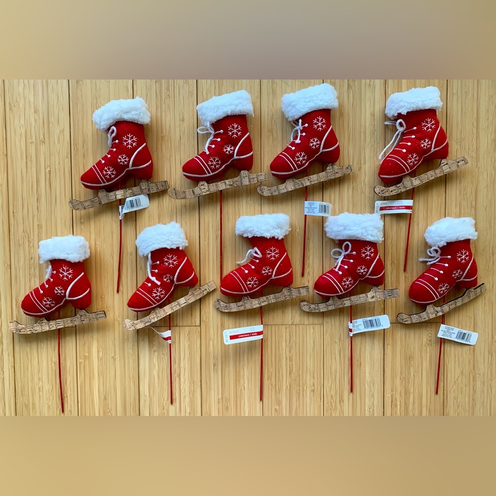 Ashland | Red Ice Skate Holiday Wreath Picks Christmas Decor | Set of 9 NWT